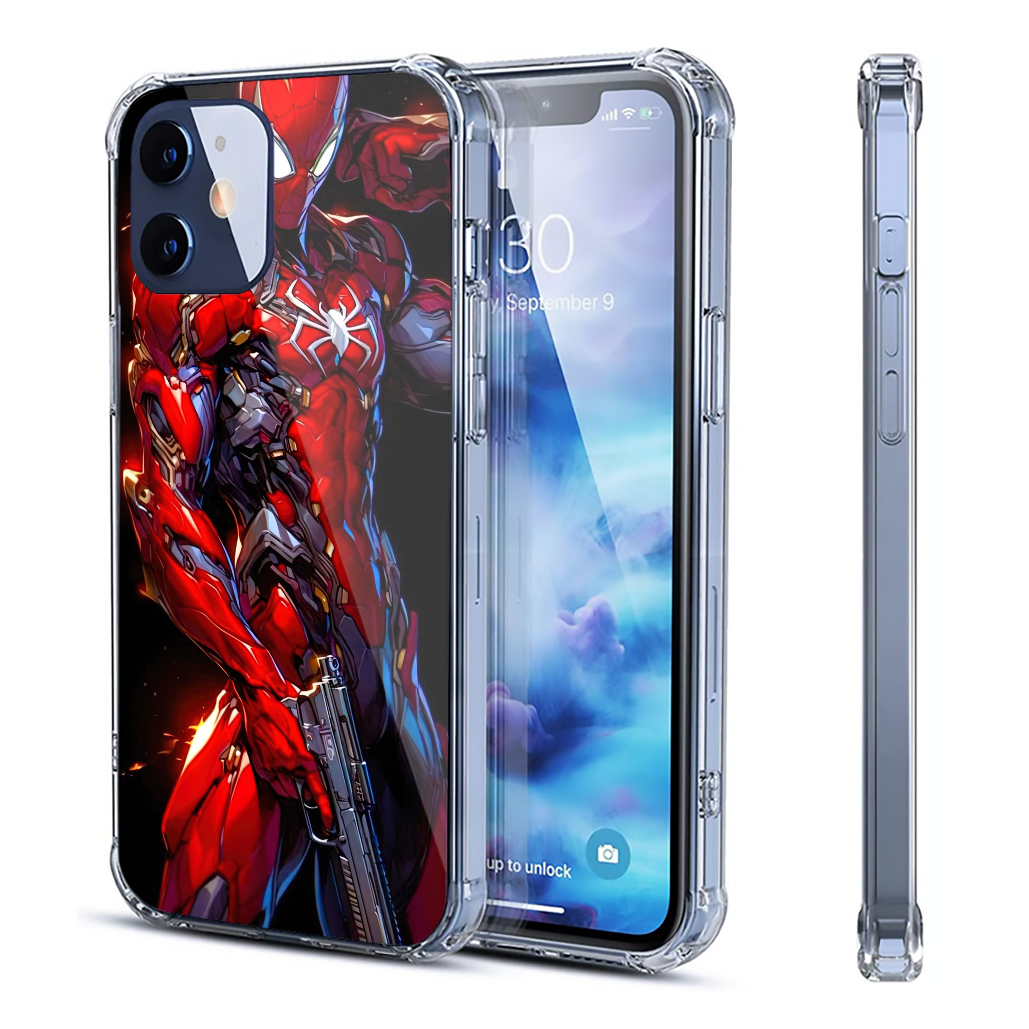 （画像用） Spider Man スパイダーマン 【iPhone 12シリーズ対応】透明スマホケース（クリアソフトケース）